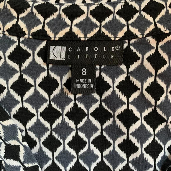 Carole Little Black Grey & White Shirt Dress Size 8 Geometric Pattern 3/4 Sleeve - Picture 5 of 6